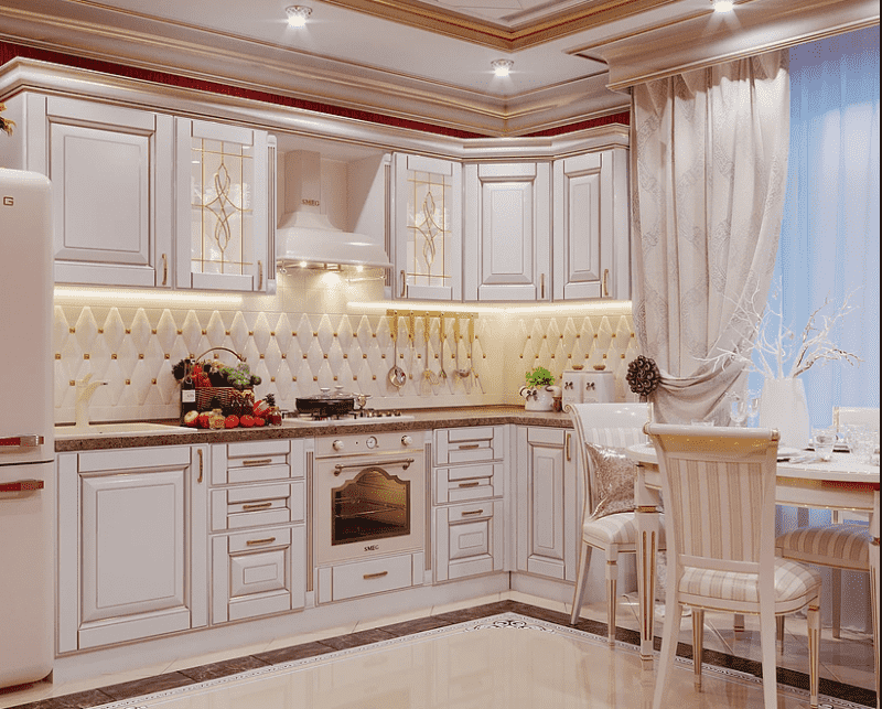 угловая кухня в классическом стиле в Костроме