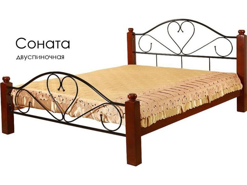 кровать соната из массива сосны с элементами ковки в Костроме