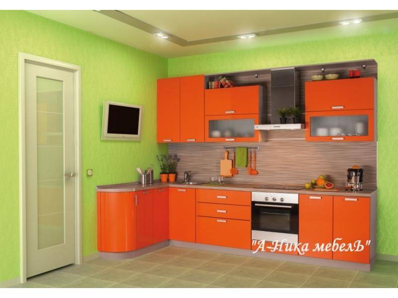 оранжевая глянцевая кухня ольга в Костроме