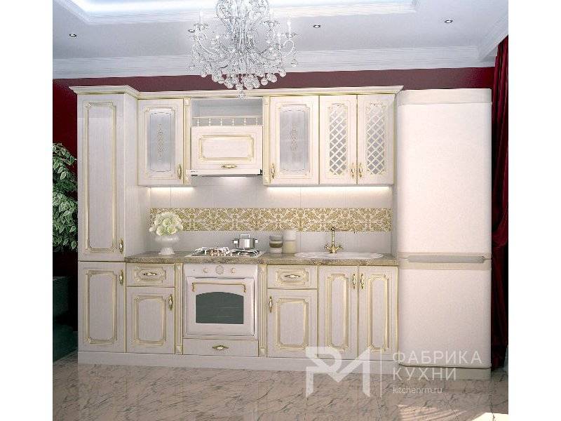 кухня белая пвх патина золото в Костроме