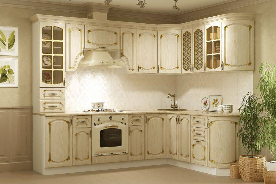угловая кухня дуб беленый с патиной золото в Костроме