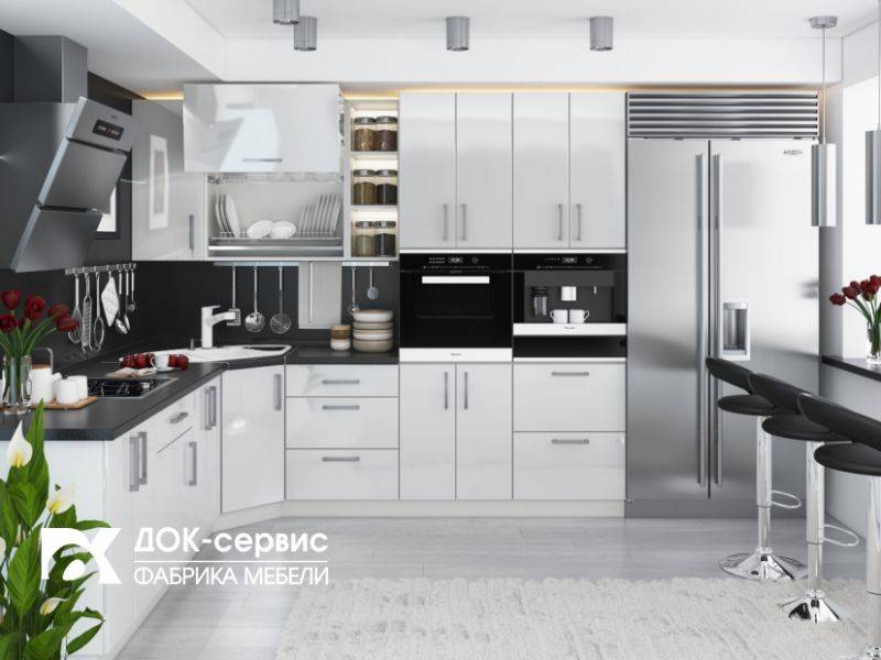 угловая кухня белый глянец в Костроме