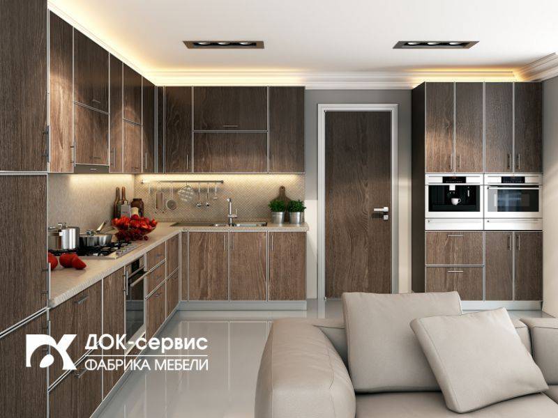 угловая кухня в алюминиевой рамке в Костроме