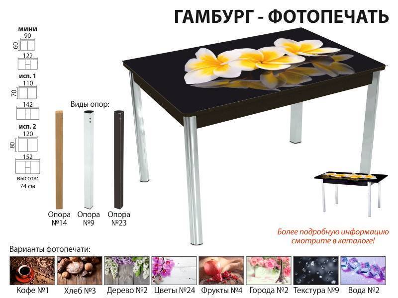 стол обеденный гамбург фотопечать в Костроме