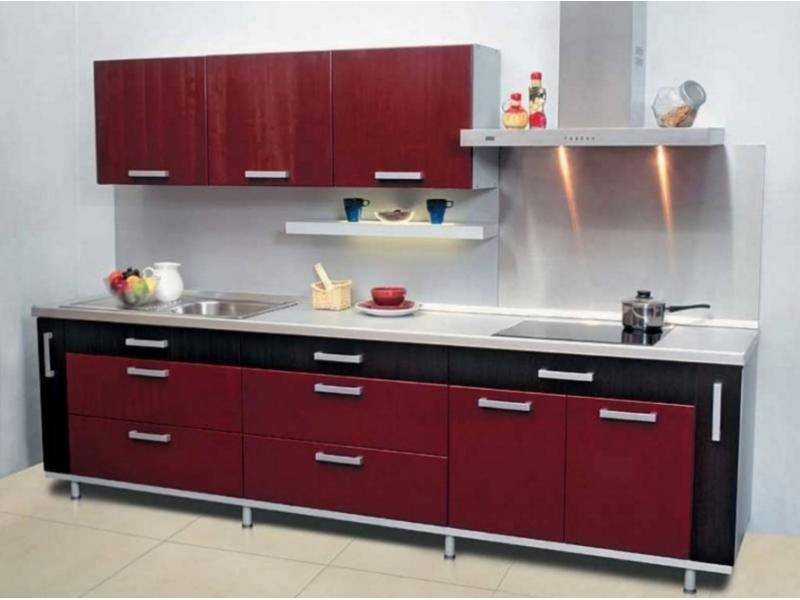 красная прямая кухня в Костроме