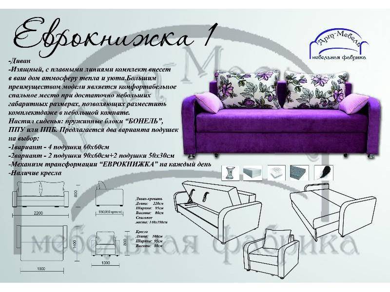 диван прямой еврокнижка в Костроме