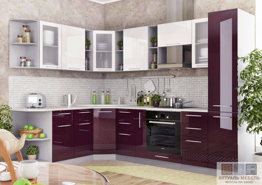 угловая глянцевая кухня в Костроме
