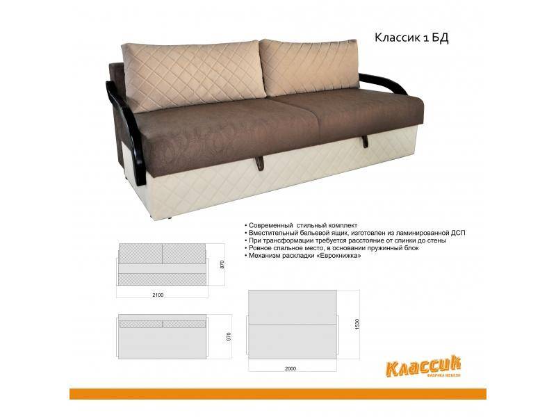 диван с вместительным ящиком классик 1бд в Костроме