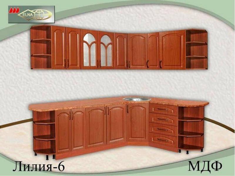 кухня угловая лилия 6 (мдф) в Костроме