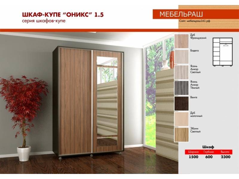 шкаф-купе с зеркалом оникс 1.5 в Костроме