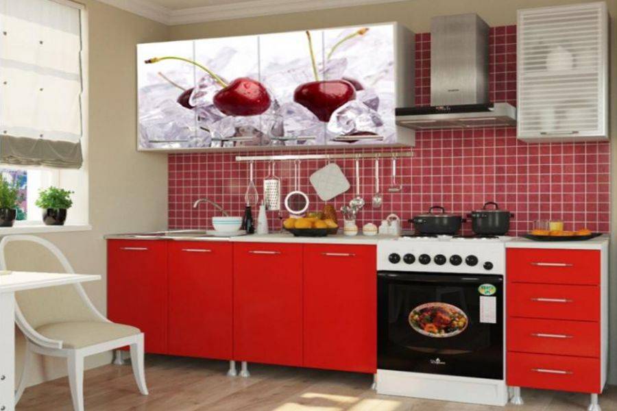 кухонный гарнитур с фотопечатью вишня 2 в Костроме