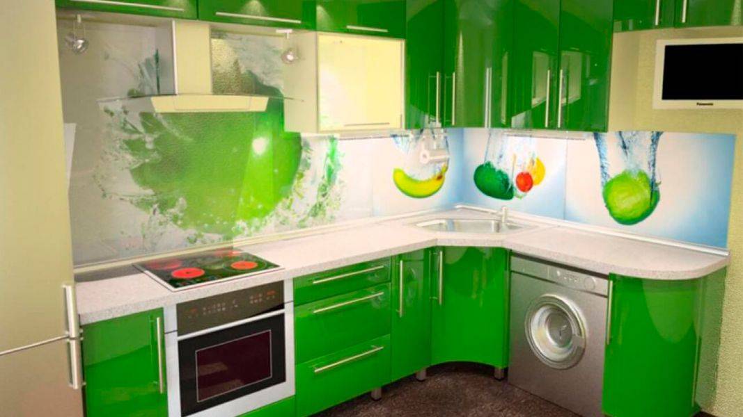угловая зеленая кухня в Костроме