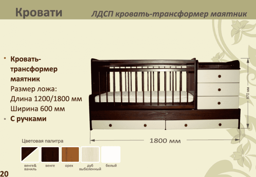 детская лдсп кровать-трансформер маятник в Костроме