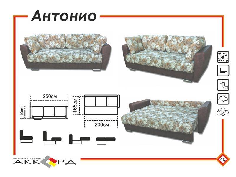 прямой диван с цветами антонио в Костроме