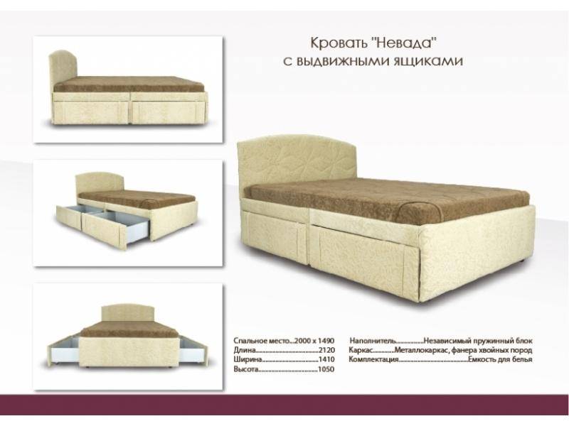высокая кровать с ящиками невада в Костроме