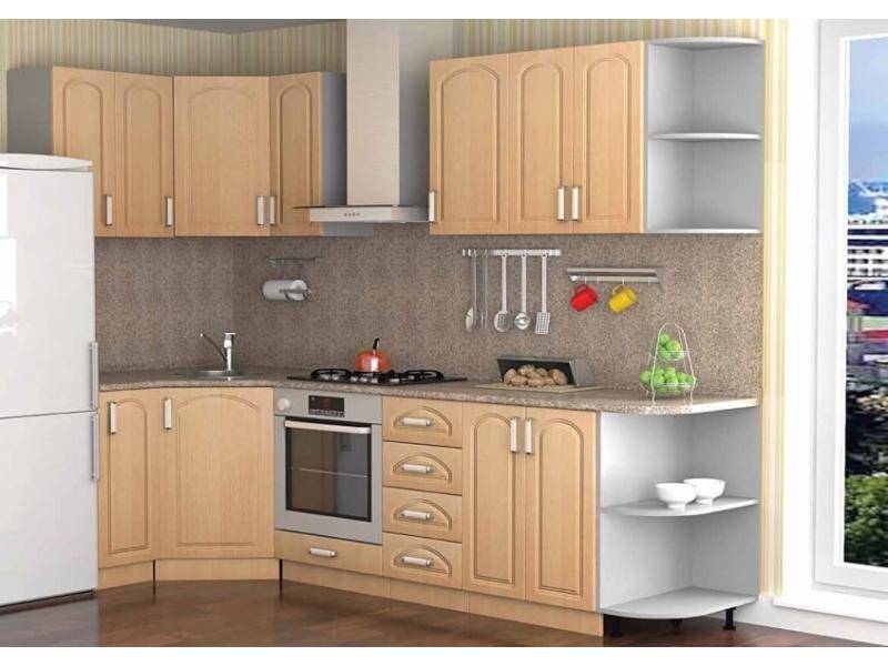 светлая кухня в бежевом цвете в Костроме