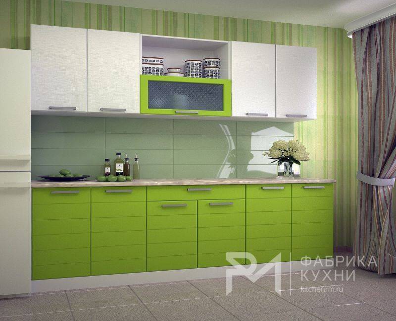 прямая современная кухня холст платина лайм в Костроме