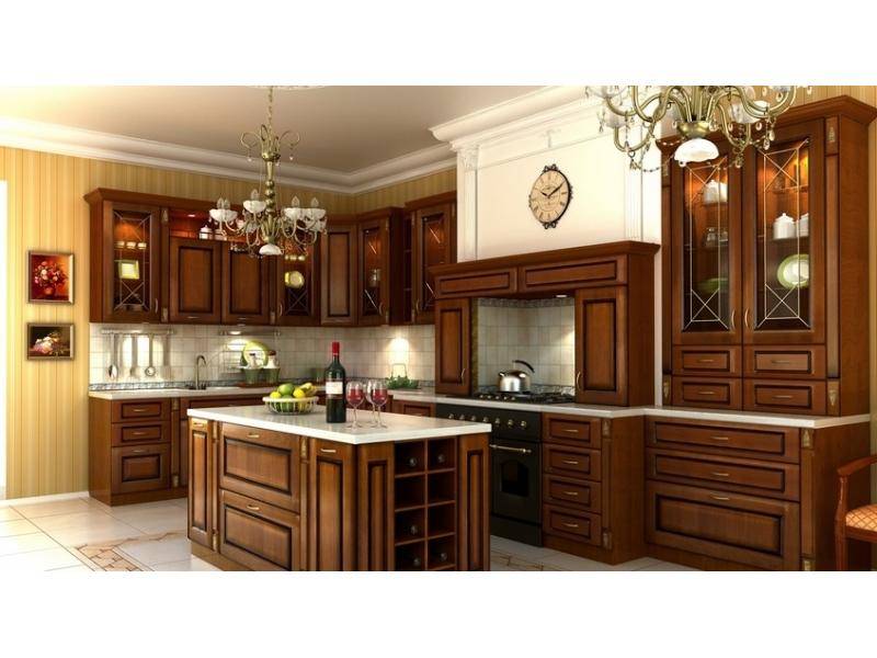 угловая кухня с островком классика в Костроме