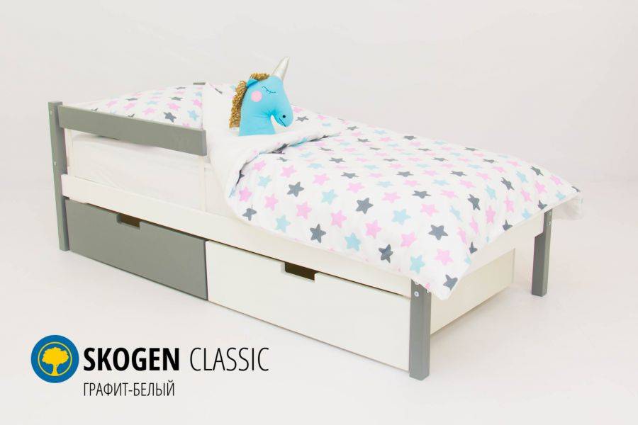 детская кровать skogen classic графит-белый в Костроме