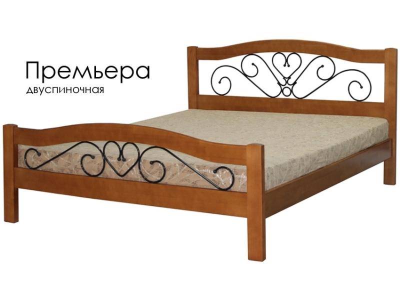кровать премьера из массива сосны с элементами ковки в Костроме