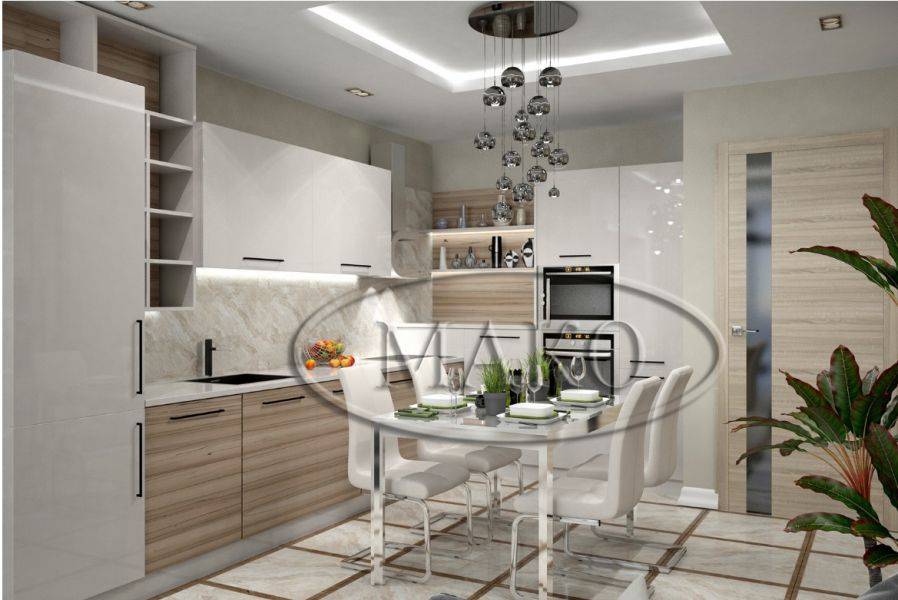 современная светлая кухня в Костроме