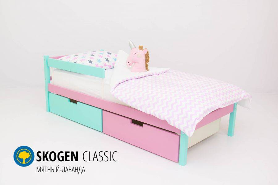 детская кровать skogen classic мятный-лаванда в Костроме