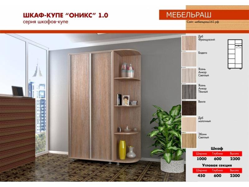 шкаф-купе раздвижной оникс 1.0 в Костроме