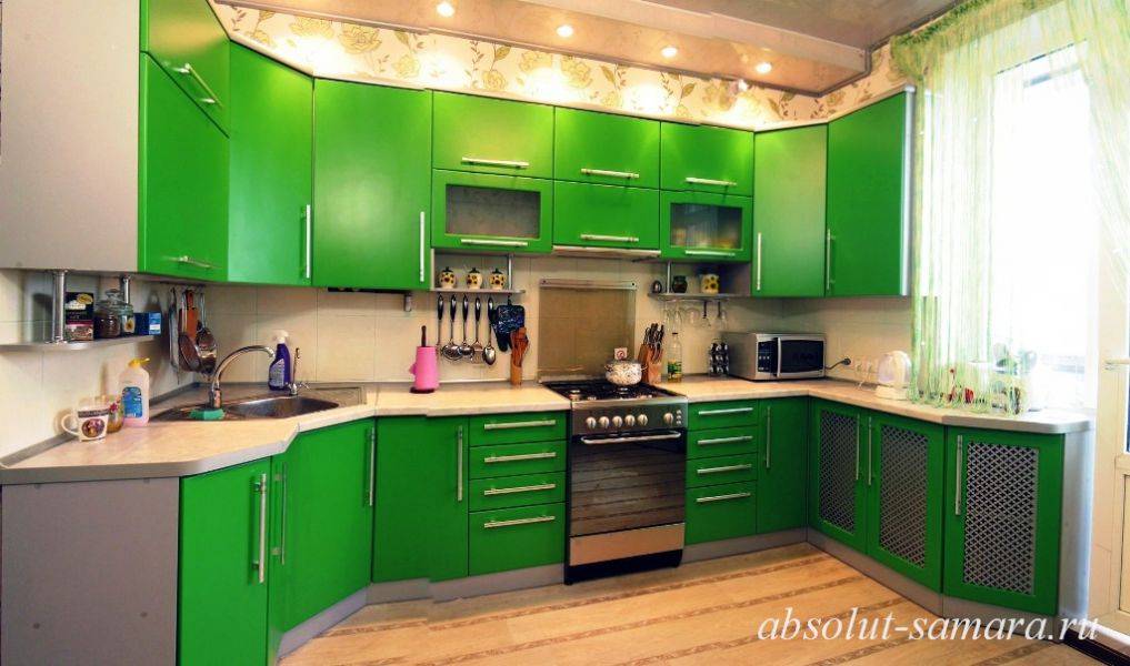 угловая кухня зеленая в Костроме