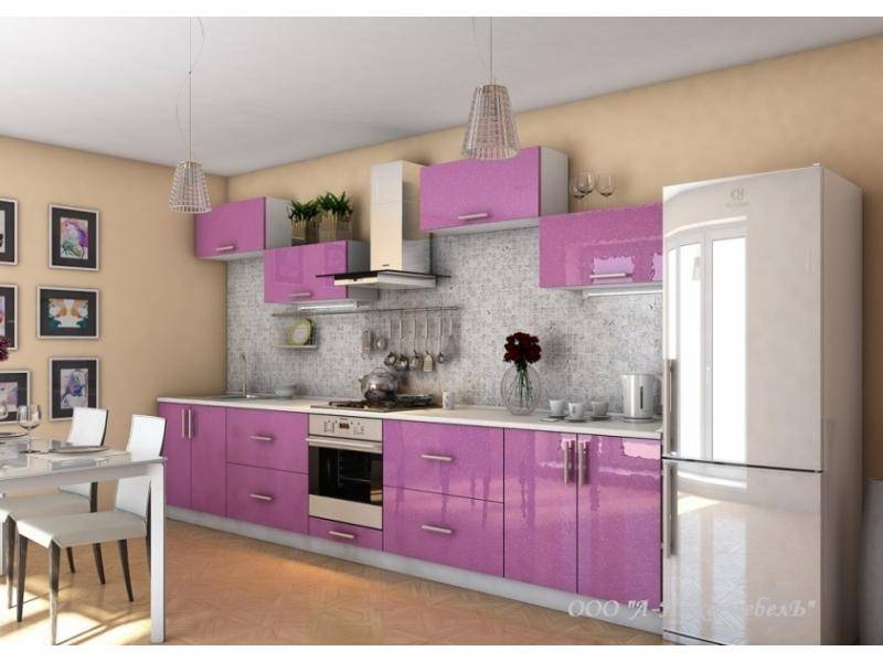 современная глянцевая кухня сирень 3.0 в Костроме