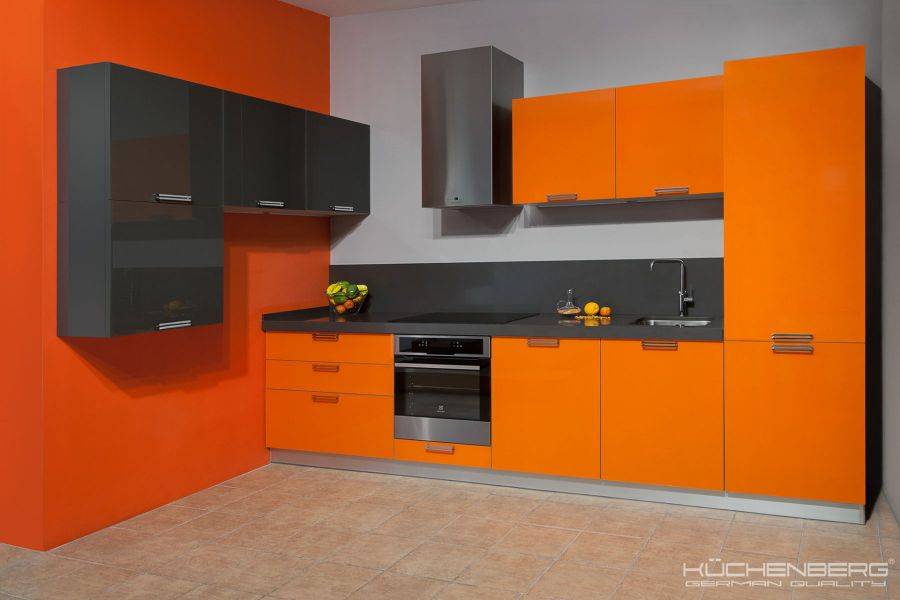 яркая оранжевая кухня grazia в Костроме