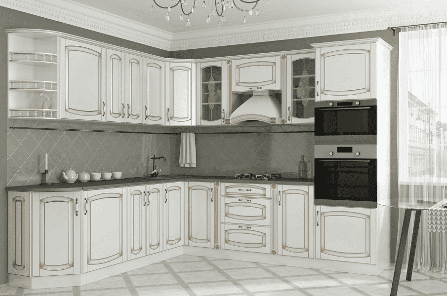 угловая классическая кухня ампир в Костроме