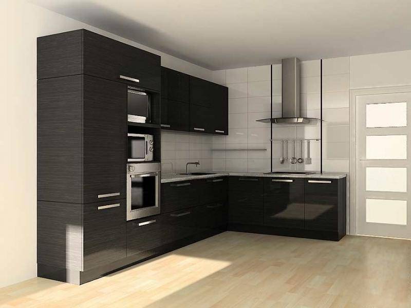 черная угловая кухня в стиле минимализм в Костроме