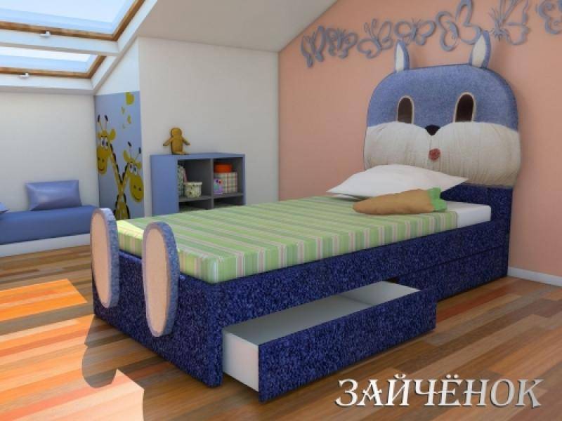 кровать зайка с мягким изголовьем кожа в Костроме