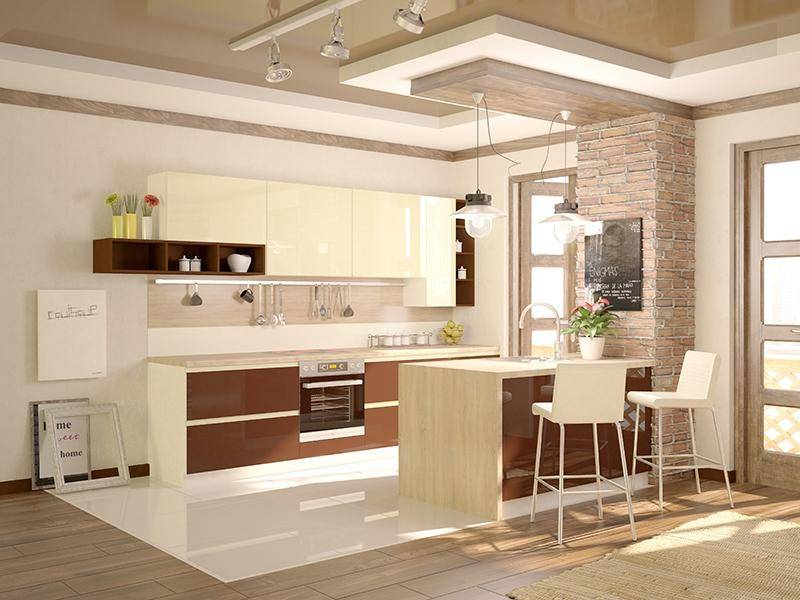 светлая кухня с островом латте small в Костроме