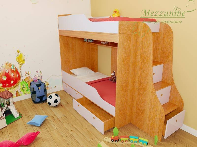 кровать детская твинс с лестницей индиго в Костроме