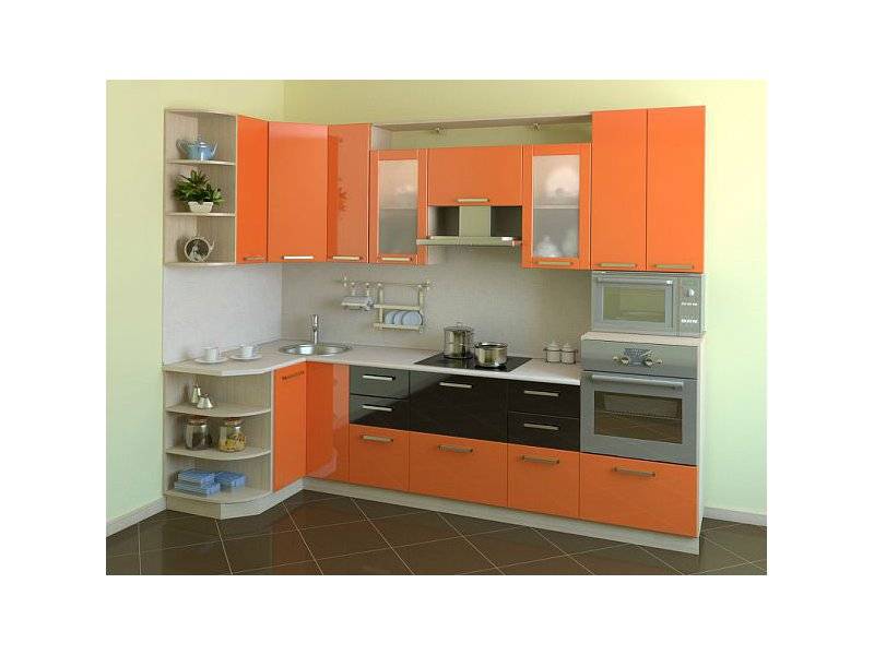 оранжевая угловая кухня малика в Костроме