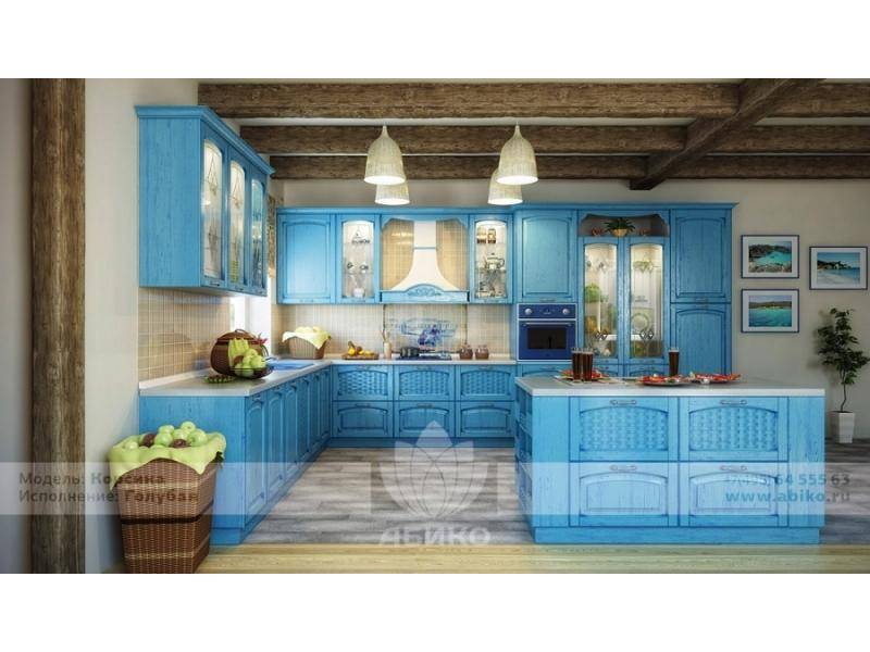 кухня корсика голубая массив в Костроме