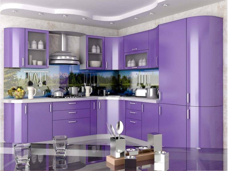 угловая фиолетовая кухня в Костроме