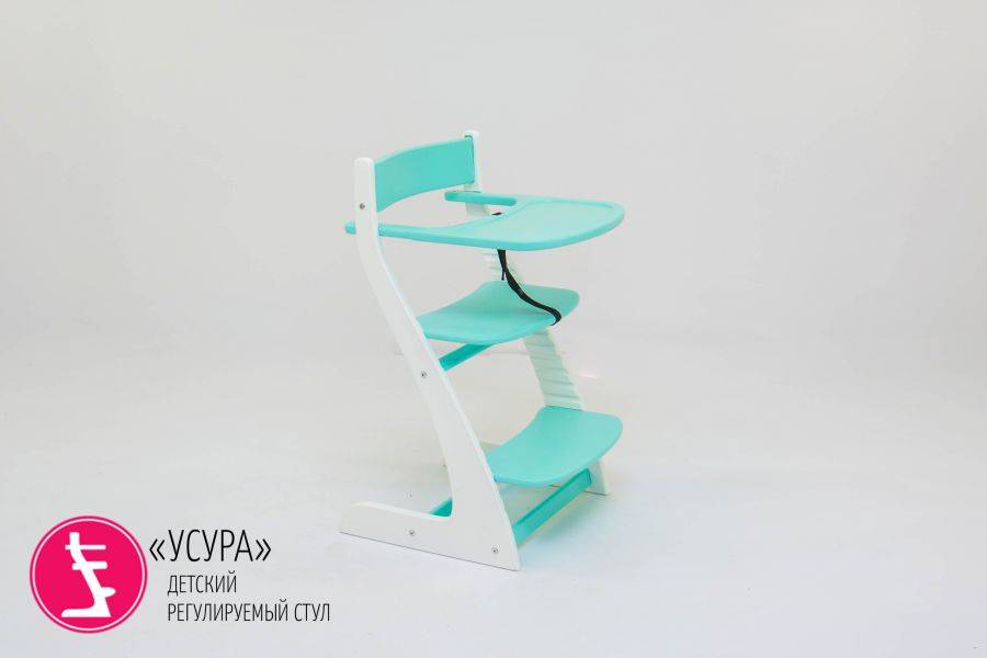 детский растущий регулируемый стул усура белый-мятный в Костроме