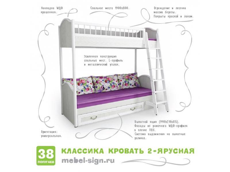 кровать двухъярусная классика в Костроме