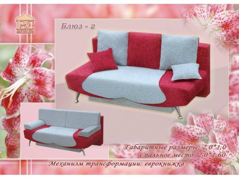 диван прямой блюз-2 еврокнижка в Костроме