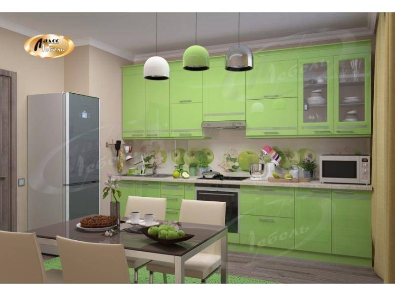 зеленая прямая кухня гренни в Костроме