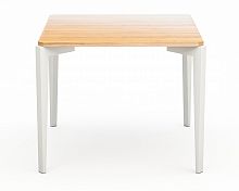 стол обеденный со светло-коричневой столешницей и белыми ножками quatro compact в Костроме