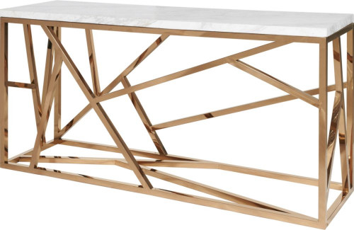 консоль geometric 180x50x90 золото, белая столешница в Костроме
