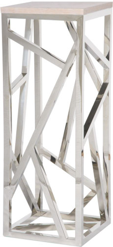 консоль geometric высокая 40x40x110 хром, белая столешница в Костроме