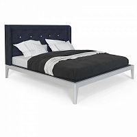 кровать двуспальная с мягким изголовьем 180x200 темно-синяя fly soft new в Костроме