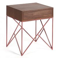 прикроватная тумба с ящиком prince box copper американский орех медная, американский орех в Костроме