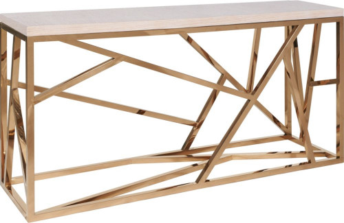 консоль geometric 180x50x90 золото, светлая столешница в Костроме