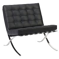 кресло barcelona chair экокожа черное в Костроме