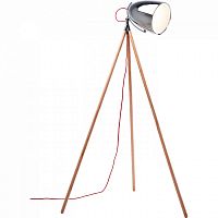 торшер chromatic tripod хром на деревянном основании в Костроме